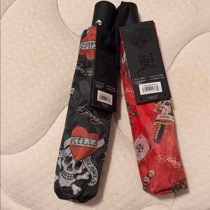 Ed Hardy Red and Black Skull Umbrella